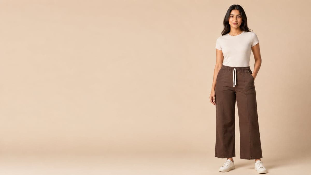 Brown Cotton Stretchable Lower Pant
